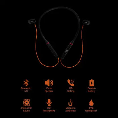 qor9 SONIC Bluetooth Headset (Black And Orange, In the Ear) qor9 SONIC Bluetooth Headset (Black And Orange, In the Ear)